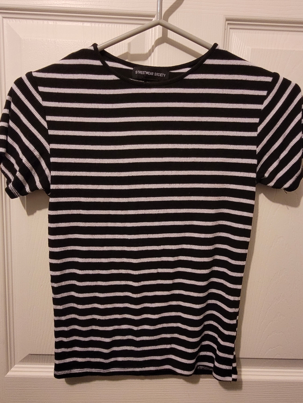 Streetwear Society Black & White Striped Crewneck Tee